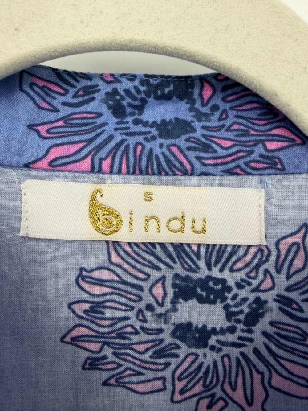 BINDU gaby tunic shirt dress in periwinkle blue pink sz S button front - Picture 5 of 12